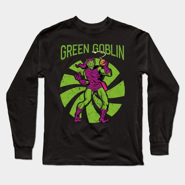 Retro Green Goblin Long Sleeve T-Shirt by OniSide